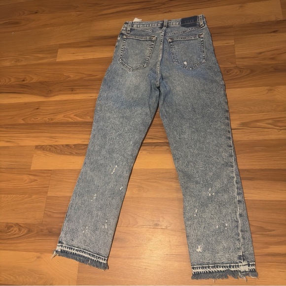 Abercrombie & Fitch Light Blue Distressed Curve love Straight Leg Jeans - Picture 7 of 9